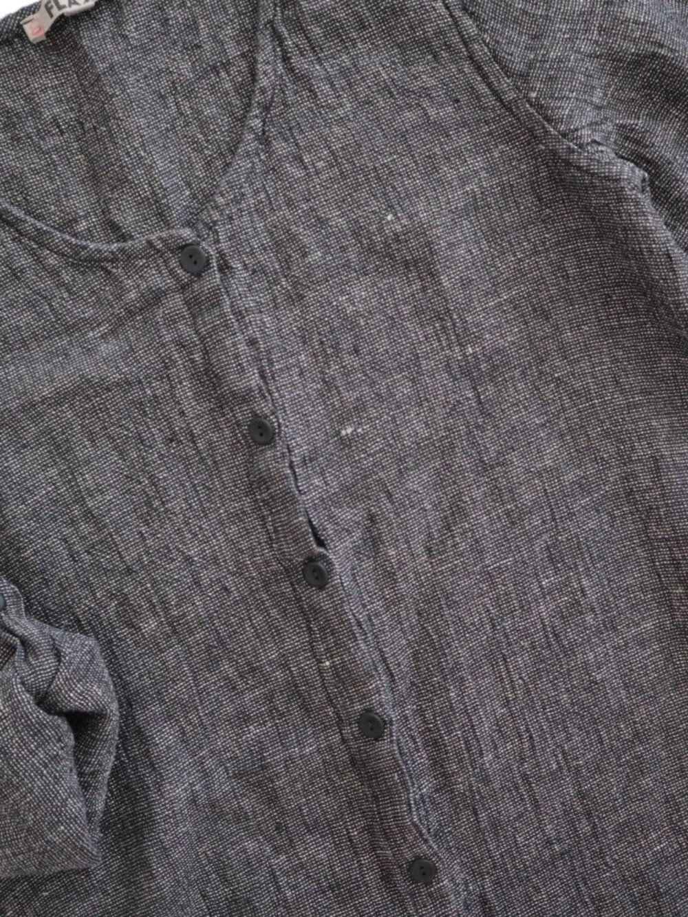 FLAX Black and Tan Woven Linen Tunic Dress | S - Picture 5 of 6